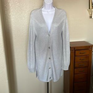 Reflections images of you size L cardigan vintage shiny gray silky knit